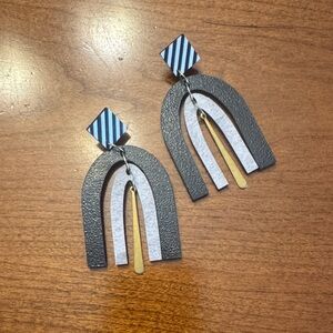 Geometric Black and Gold Earrings